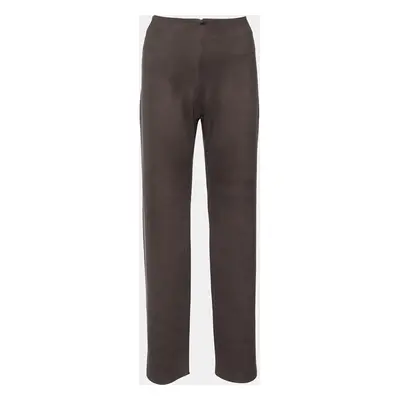 Giorgio Armani Brown Coated Knit Straight Fit Trousers