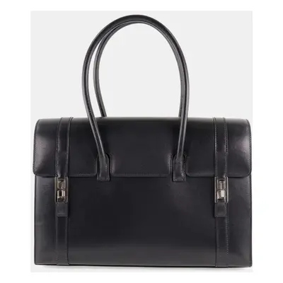 Hermes Box Calf Black Leather Drag Handbag