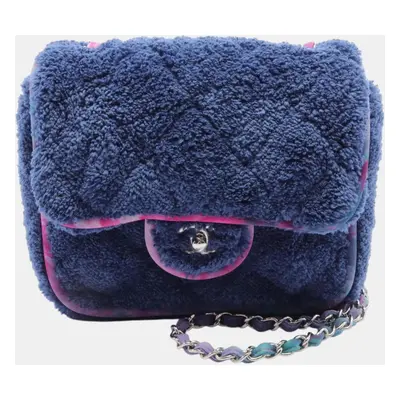 Chanel Navy Multicolor Boa Matelasse Mixed Fiber Shoulder Bag