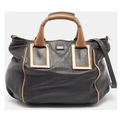 Chloe Black/Beige Leather Medium Ethel Satchel