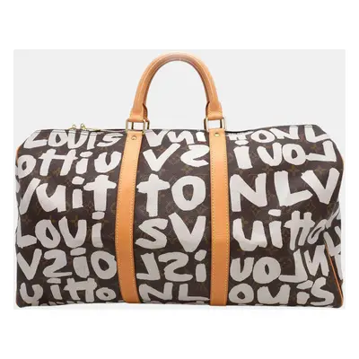 Louis Vuitton Argent Monogram Graffiti Keepall Bag Size