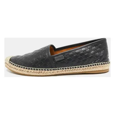 Gucci Black Microguccissima Leather Espadrille Flats Size