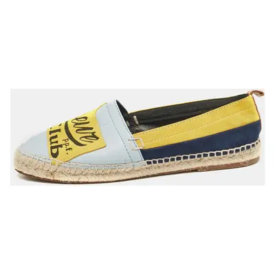 Loewe Multicolor Leather and Suede Club Logo Espadrille Flats Size