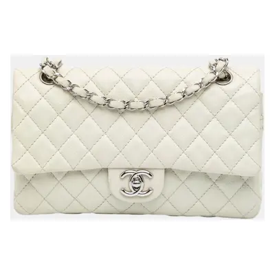 Chanel White Medium Classic Caviar Double Flap