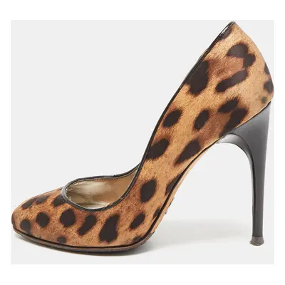 Dolce & Gabbana Brown/Beige Leopard Print Round Toe Pumps Size