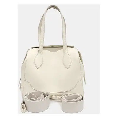 Loro Piana White Leather Sesia Happy Day Medium Bag