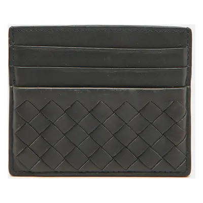 Bottega Veneta Dark Grey Intrecciato Leather Card Case