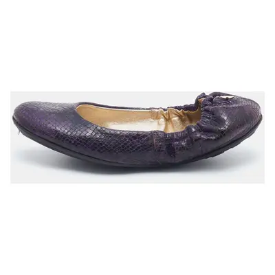 Jimmy Choo Purple/Black Python Embossed Leather Scrunch Ballet Flats Size 36.5