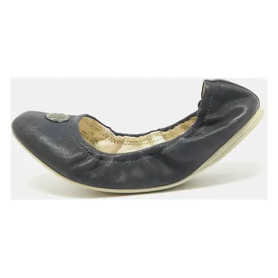 Prada Navy Blue Leather Scrunch Ballet Flats Size 38.5