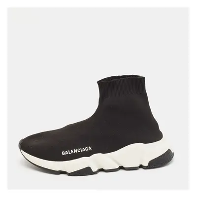 Balenciaga Black Knit Fabric Speed Trainer High Top Sneakers Size