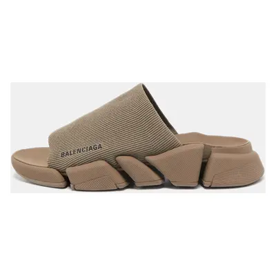 Balenciaga Brown Knit Fabric Speed 2.0 Slide Sandals Size