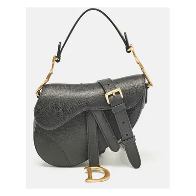 Dior Black Leather Mini Saddle Bag