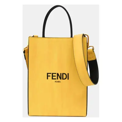 Fendi Yellow Leather Roma Shopping Bag