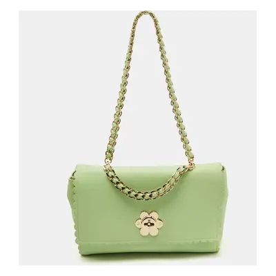 Mulberry Mint Green Leather Cecily Flower Top Handle Bag