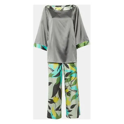 Emilio Pucci Green/Grey Printed Silk Satin Co-Ord Set S/M