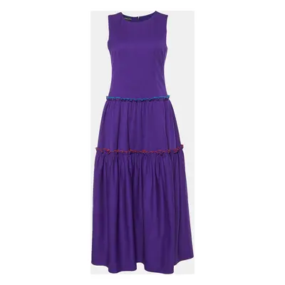 Emporio Armani Purple Wool Ruffled Midi Dress