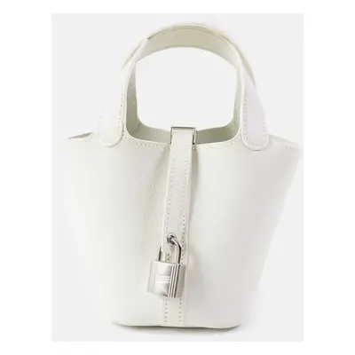 Hermes White Picotan Lock Micro Evercolor Handbag