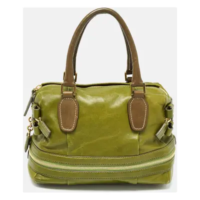 Chloe Green Leather Andy Expandable Satchel