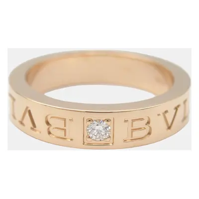 Bvlgari 18K Rose Gold and Diamond Band Ring EU