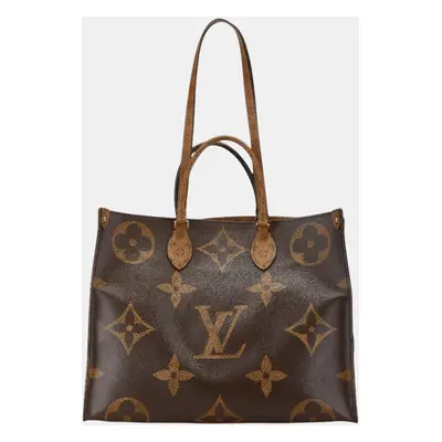 Louis Vuitton Brown Pvc Leather Monogram Reverse On The Go Mm Handbag