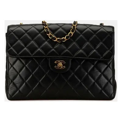 Chanel Black Lambskin Matelasse Coco Mark Chain Shoulder Bag