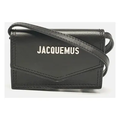 Jacquemus Black Leather Le Porte Azur Wallet Crossbody Bag