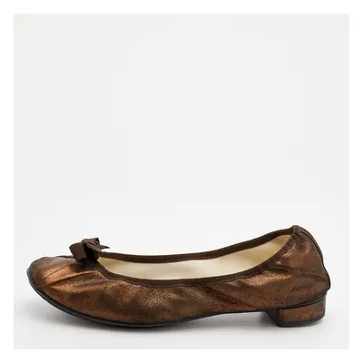 Repetto Metallic Bronze Suede Bow Ballet Flats Size