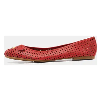 Marc by Marc Jacobs Red Laser Cut Out Leather Ballet Flats Size