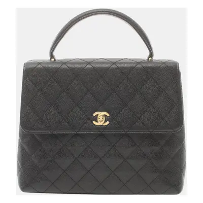 Chanel Black Leather Grained Calfskin Matelasse Handbag