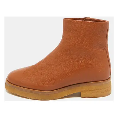 The Row Tan Leather Boris Ankle Boots Size