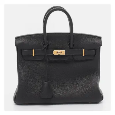 Hermes Black Leather Birkin Togo Handbag