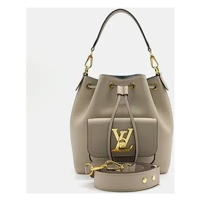 Louis Vuitton Beige Leather Lock Me Bucket Bag