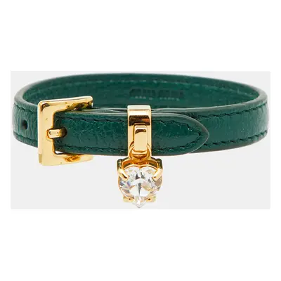 Miu Miu Crystal Green Leather Bracelet