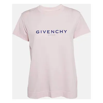 Givenchy Light Pink Logo Print Jersey Crew Neck T-Shirt