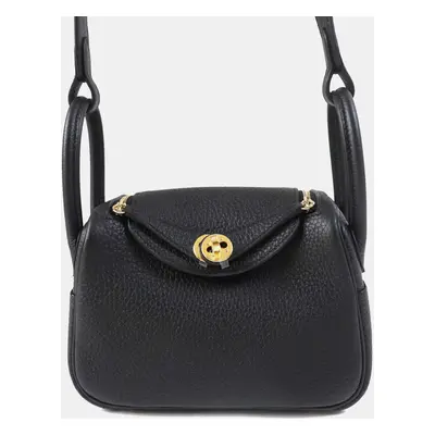 Hermes Black Leather Lindy Mini Shoulder Bag