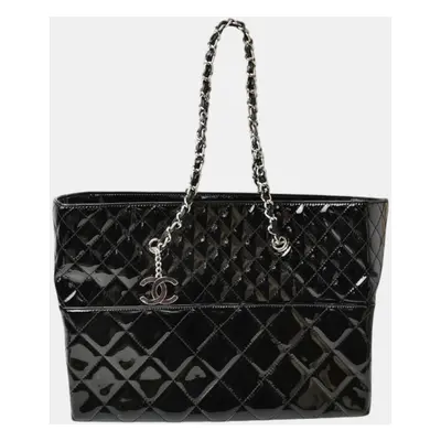 Chanel Black Vintage Patent Leather Tote Bag