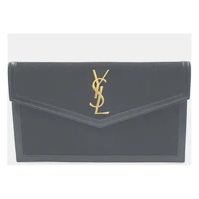 Saint Laurent Paris Black Fabric/Leather Uptown Clutch Bag