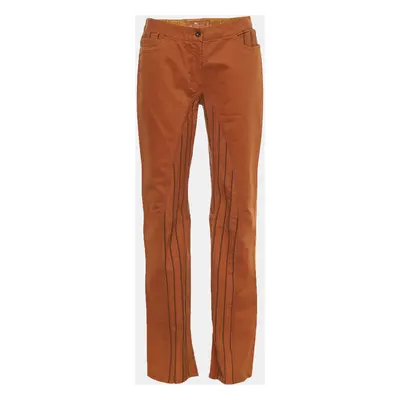 Etro Brown Stripe Paneled Cotton Pants