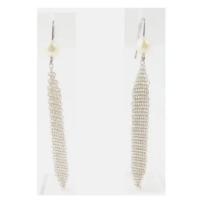 Tiffany & Co Mesh Tassel Pearl Earrings Ag925 Silver Metal