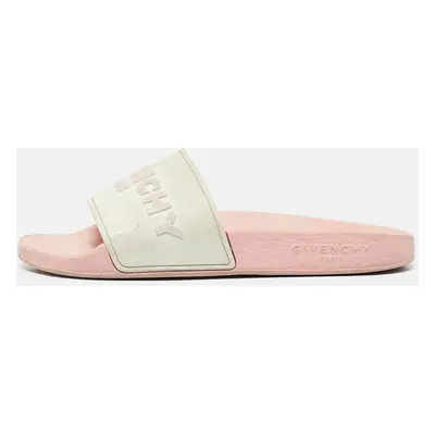 Givenchy White/Pink Rubber Embossed Logo Slides Size