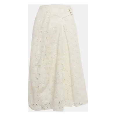 Victoria Beckham White Floral Lace Wrap Maxi Skirt