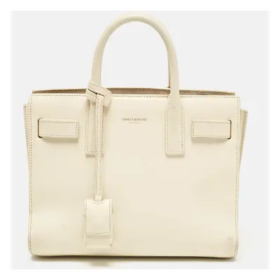 Saint Laurent Cream Leather Nano Classic Sac De Jour Tote