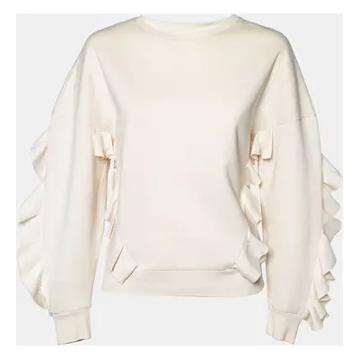 Stella McCartney Cream Cotton Knit Flounce trim Sweatshirt