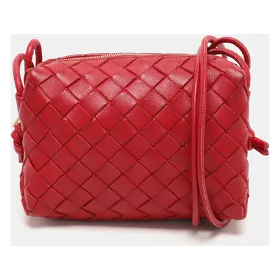 Bottega Veneta Red Intrecciato Leather Loop Shoulder Bag