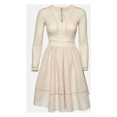 Maje Light Peach Lace Rossignol Pleated Mini Dress