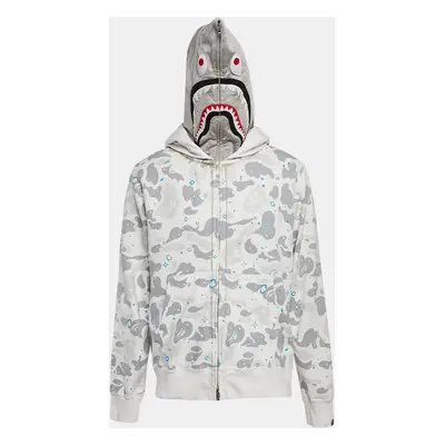 A Bathing Ape White Camo Print Cotton Zip-Up Hoodie