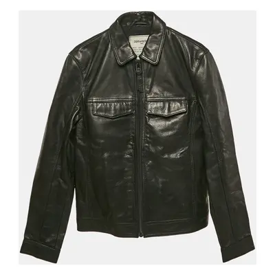 Zadig & Voltaire Black Leather Zip Front Lasso Jacket