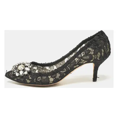 Dolce & Gabbana Black Lace Bellucci Pumps Size 38.5