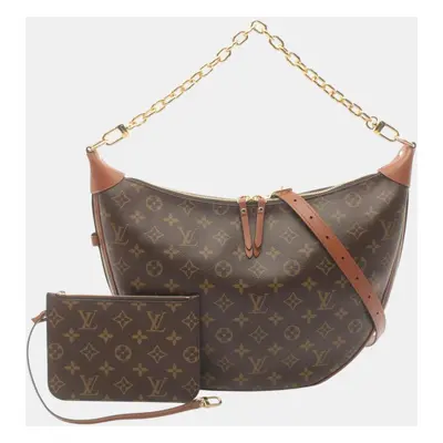 Louis Vuitton Coated Canvas Leather Brown Loop Hobo Monogram Reverse Shoulder Bag