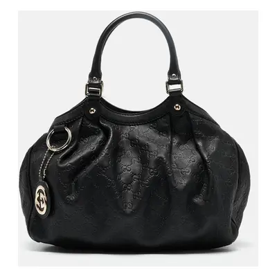 Gucci Black Guccissima Leather Medium Sukey Tote